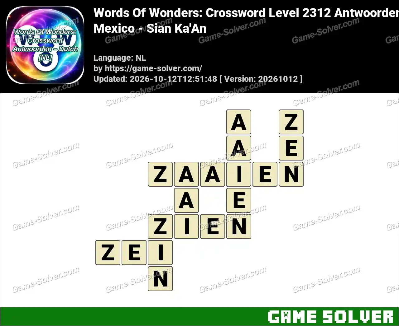 Words Of Wonders: Crossword Level 2312 Antwoorden – Mexico – Sian Ka’An
